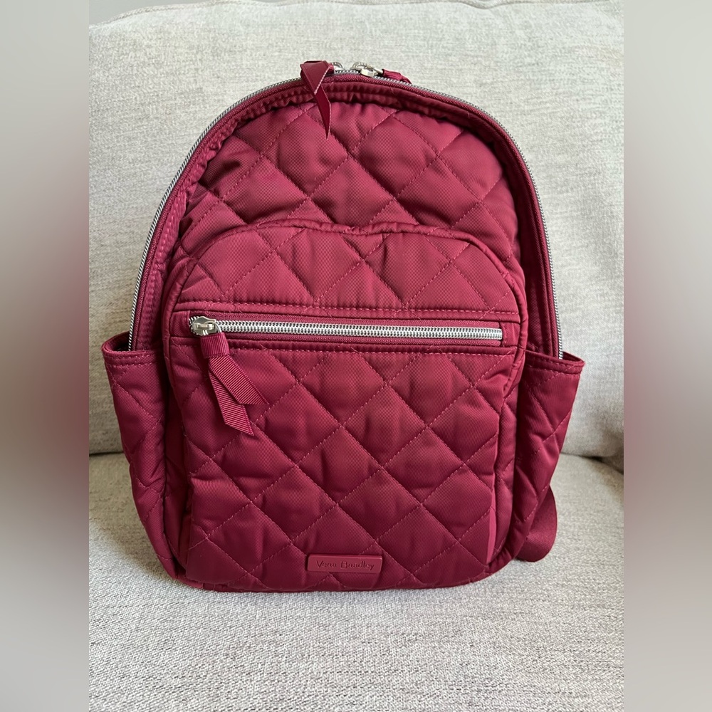 Vera Bradley Small Iconic Backpack in Berry Red Performance Twill